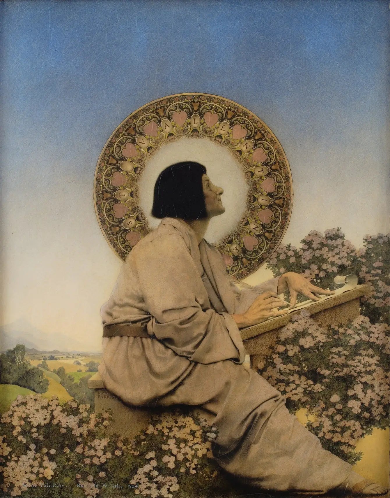 Saint Valentin - Maxfield Parrish image 1 copie peinte à la main à l’huile