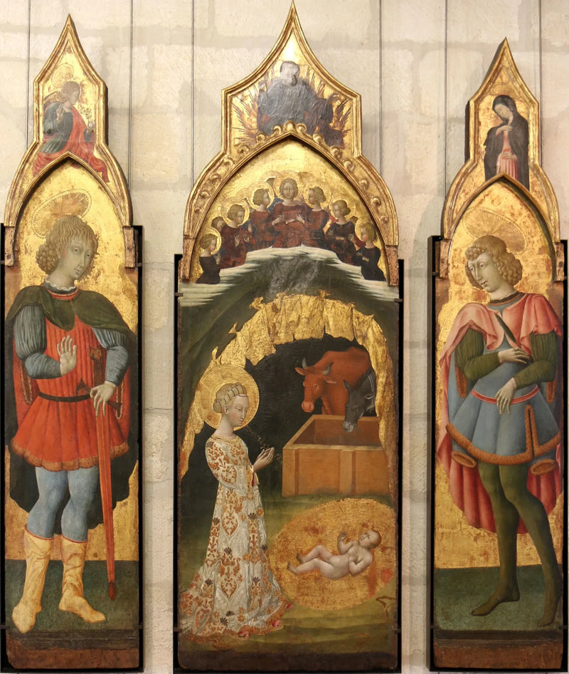 Saint Vittorin (?) (oben: der Engel der Verkündigung) - Giovanni di Paolo