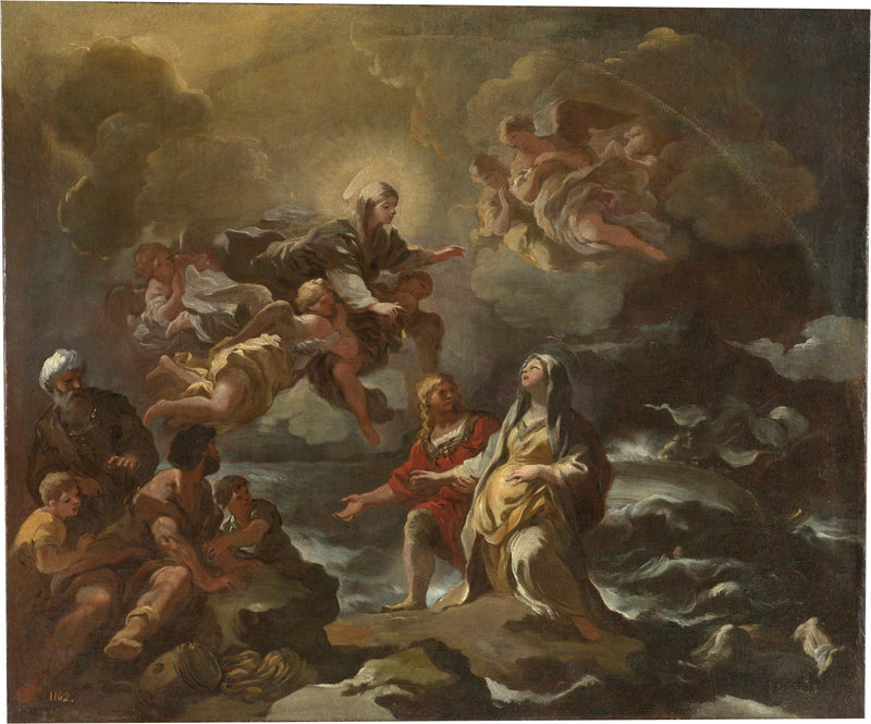Heilige Brigitta gerettet vor einem Schiffsbruch durch die Jungfrau Maria - Luca Giordano
