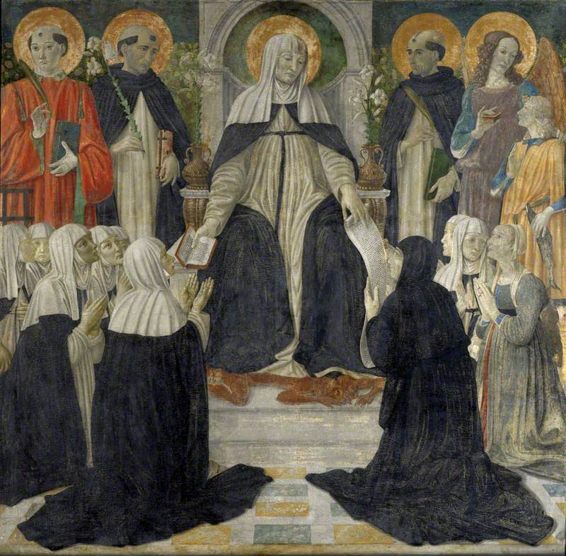 Heilige Katharina von Siena als geistliche Mutter der zweiten und dritten Ordensgemeinschaften des heiligen Dominikus - Cosimo Rosselli