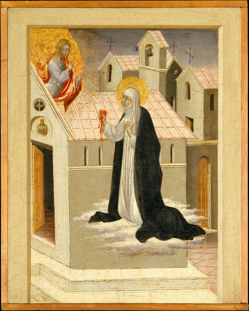 Heilige Katharina von Siena tauscht ihr Herz mit Jesus Christus - Giovanni di Paolo