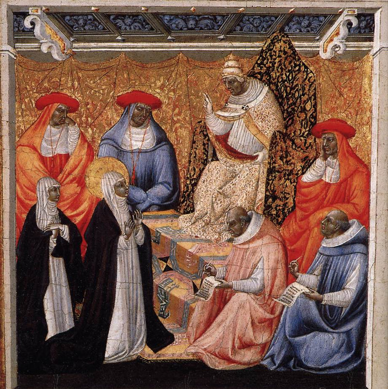 Heilige Katharina vor dem Papst in Avignon - Giovanni di Paolo