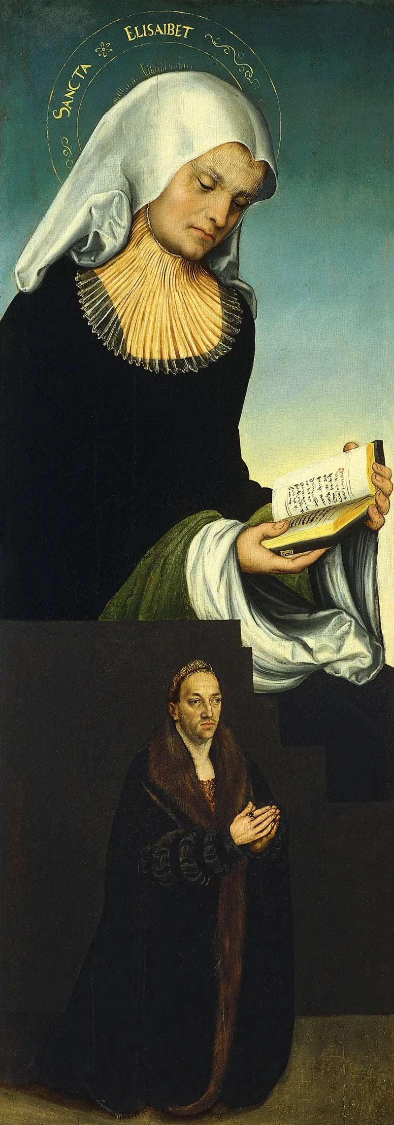 Heilige Elisabeth mit Herzog Georg von Sachsen als Spender (linker Innenflügel) - Lucas Cranach der Ältere