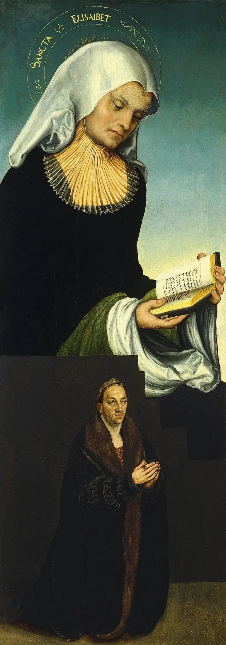 Heilige Elisabeth mit Herzog Georg von Sachsen als Spender (linker Innenflügel) - Lucas Cranach der Ältere