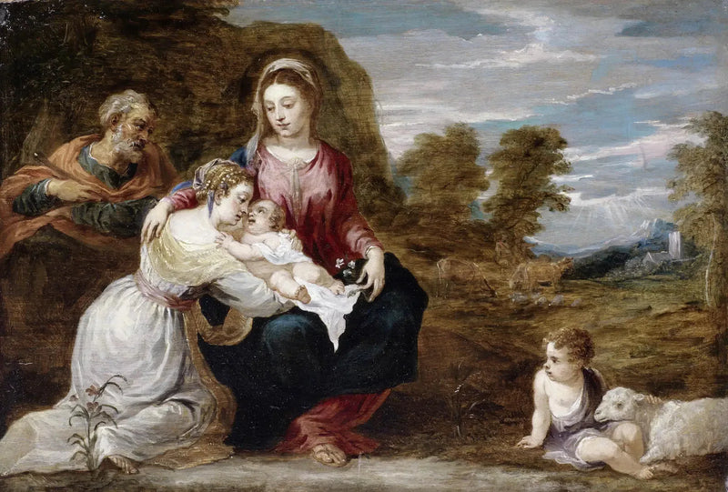 Heilige Familie mit der heiligen Elisabeth und dem heiligen Johannes-Kind - David Teniers der Jüngere