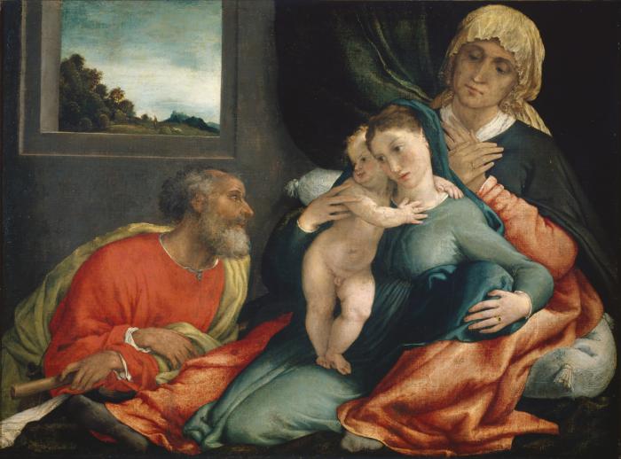 Heilige Familie mit den Heiligen Anna und Joachim - Lorenzo Lotto
