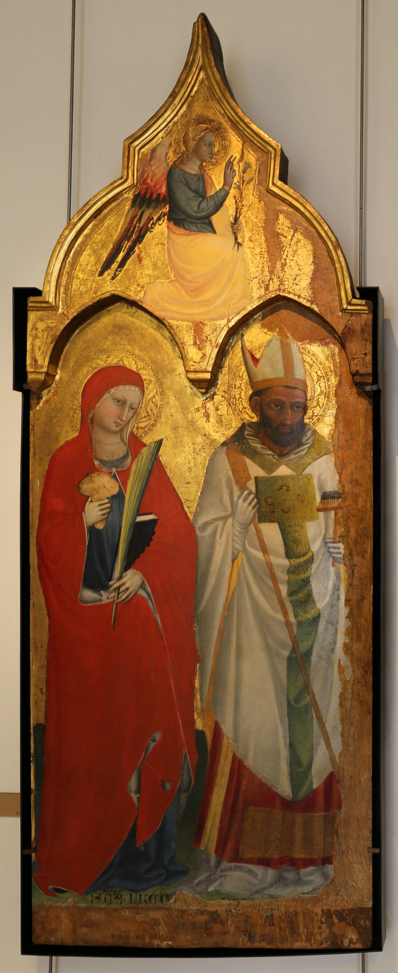 Heilige Lucia und Heiliger Blasius / oben, Verkündigungsengel - Bicci di Lorenzo