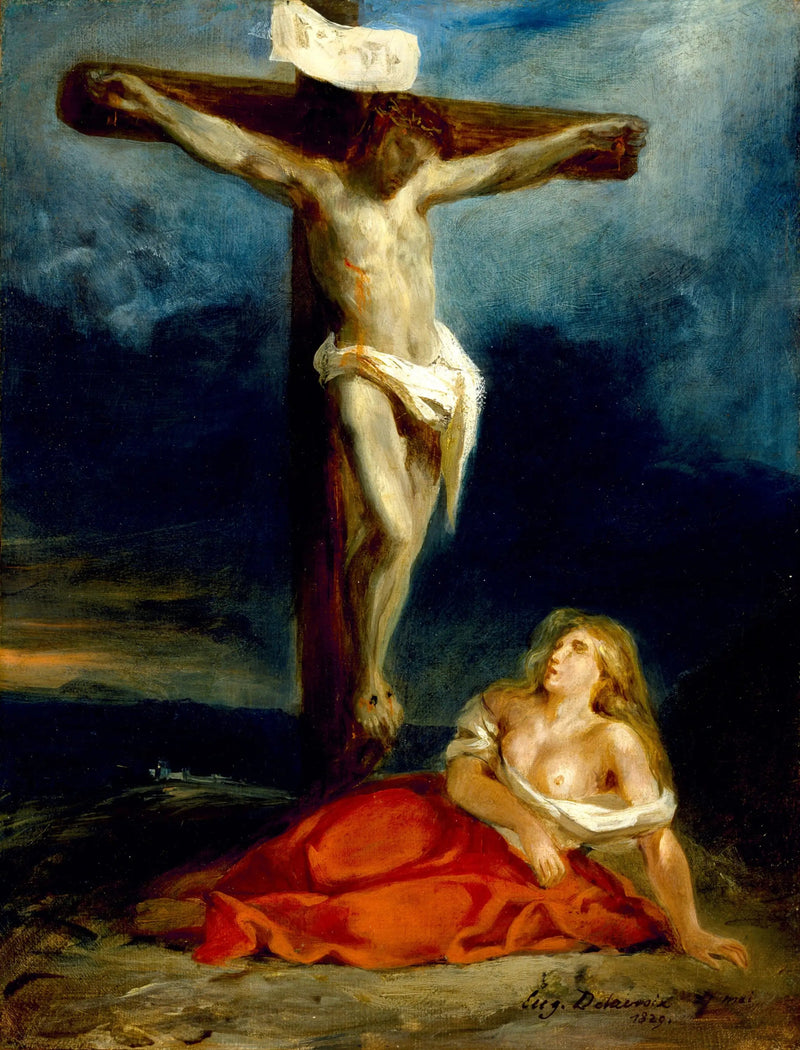 Heilige Maria Magdalena zu Füßen des Kreuzes - Eugène Delacroix
