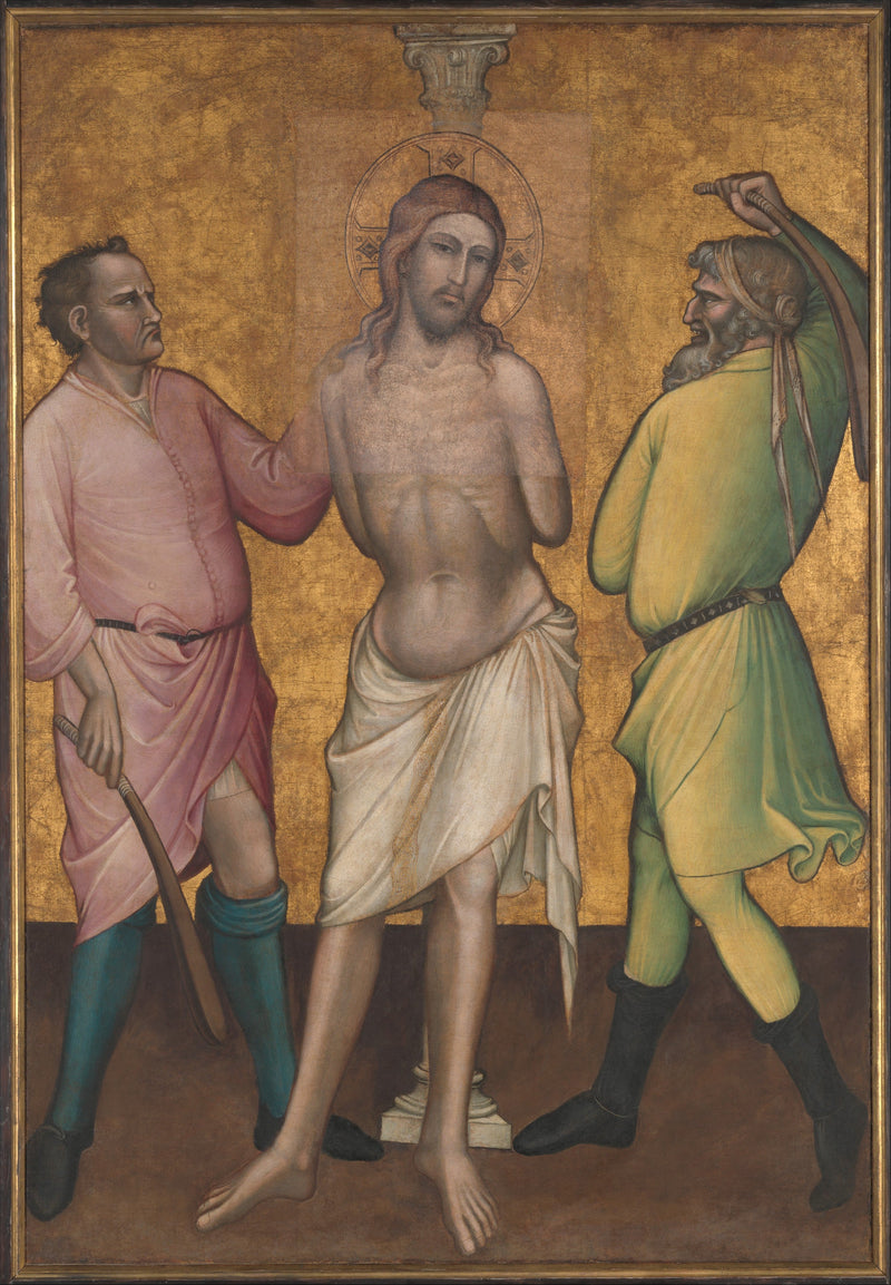 Maria Magdalena mit einem Kruzifix haltend; (auf der Rückseite) Die Geißelung - Spinello Aretino