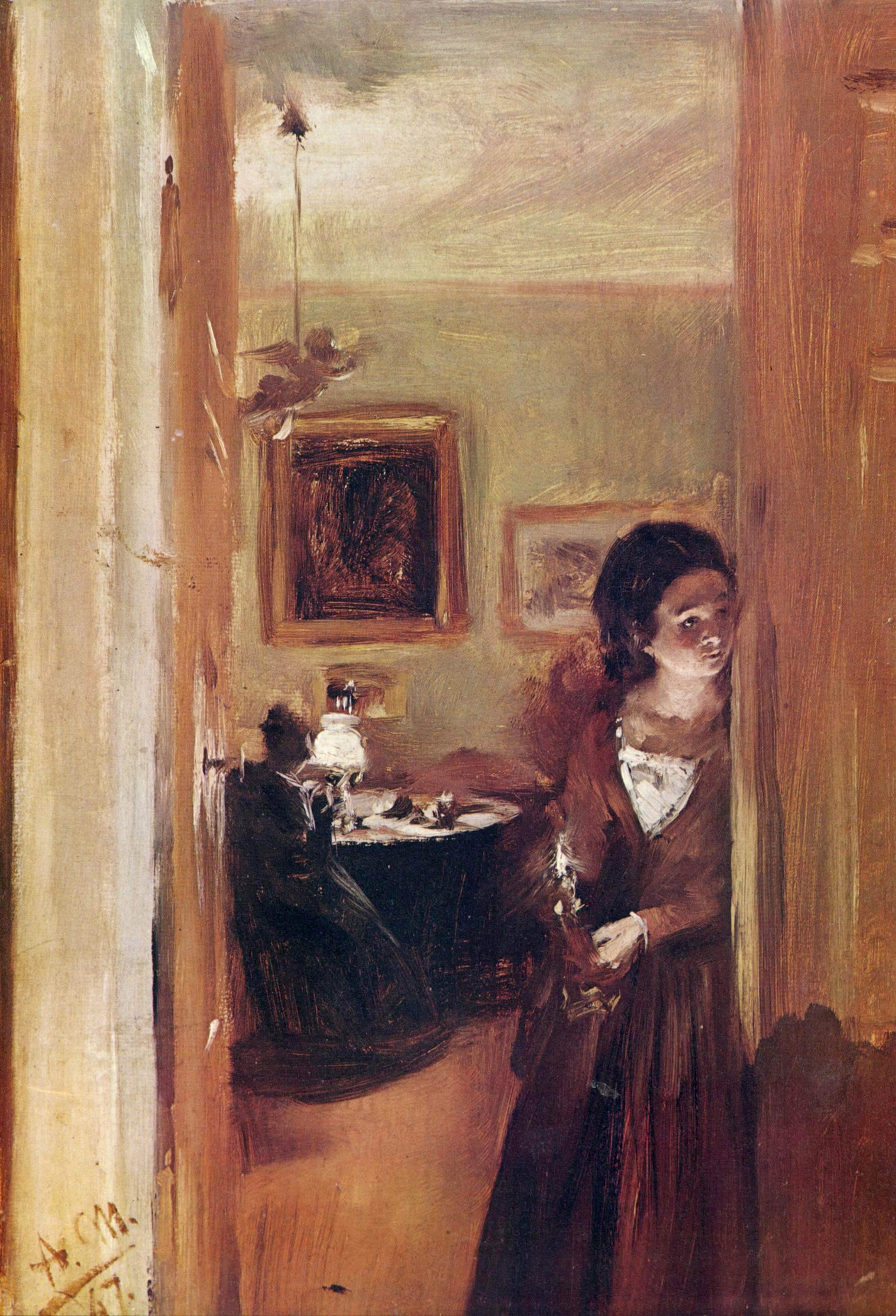 Salon mit der Schwester des Künstlers - Adolph von Menzel