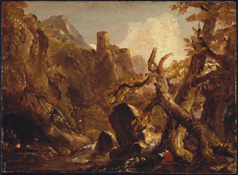 Salvator Rosa zeichnend Banditen - Thomas Cole