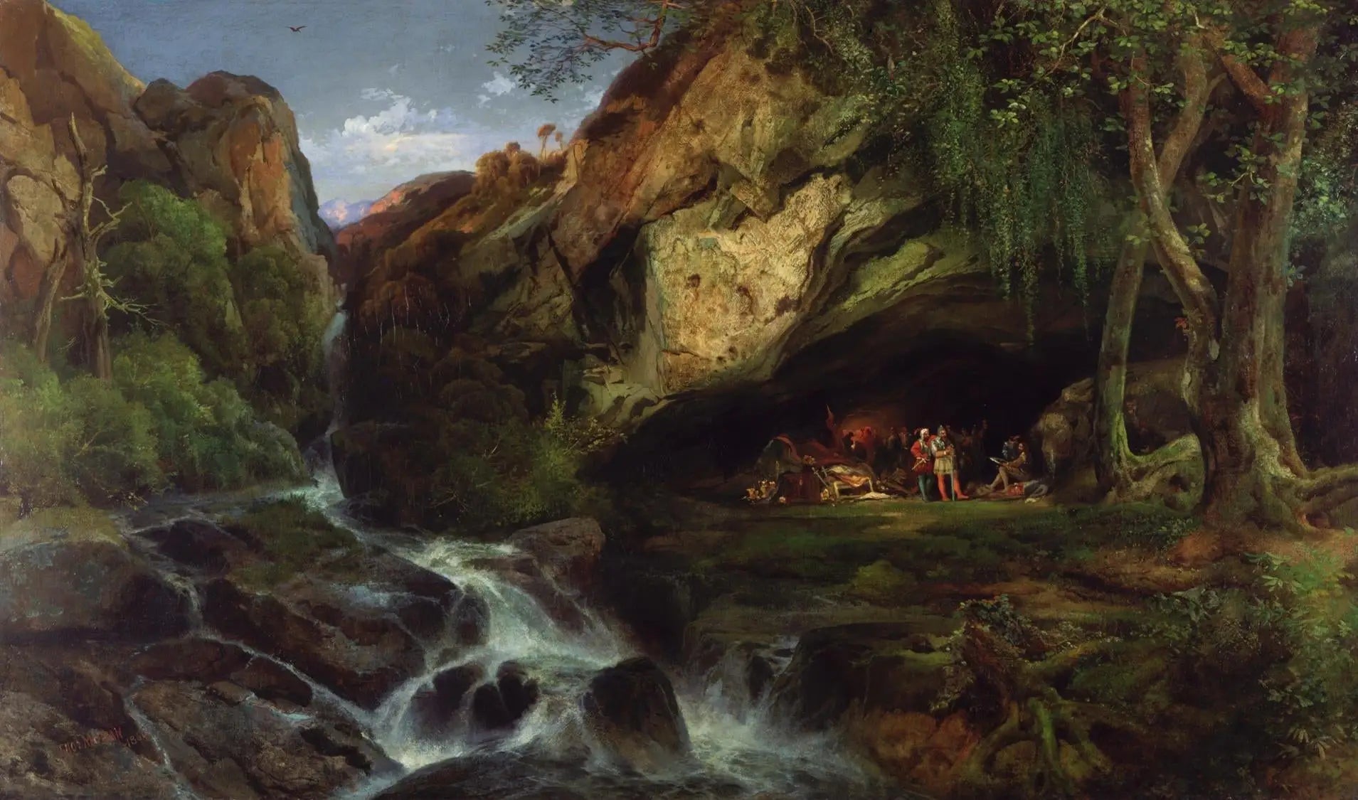 Salvator Rosa dessinant les Banditti - Thomas Moran image 1 tableau peint à l’huile sur toile
