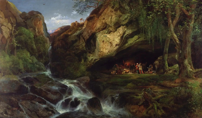 Salvator Rosa zeichnend die Banditen - Thomas Moran