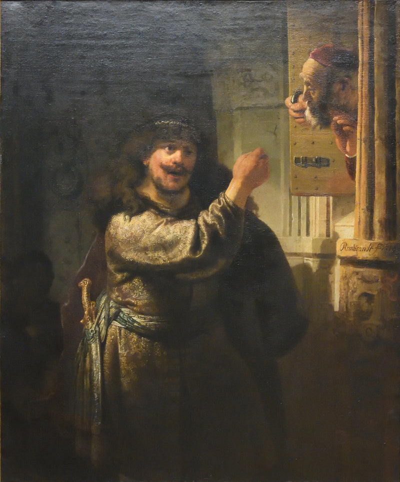 Samson bedroht seinen Schwiegervater - Rembrandt