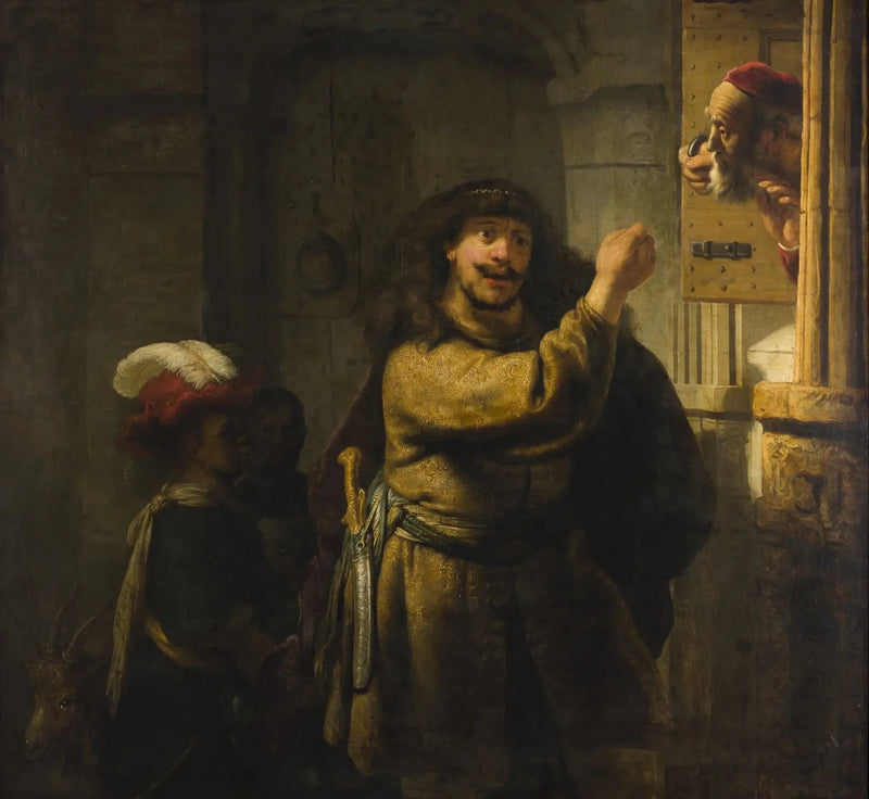 Samson bedroht seinen Schwiegervater - Rembrandt