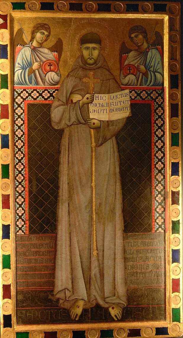 San Francesco zwischen zwei Engeln (Maître de Saint François) - Meister des Heiligen Franziskus