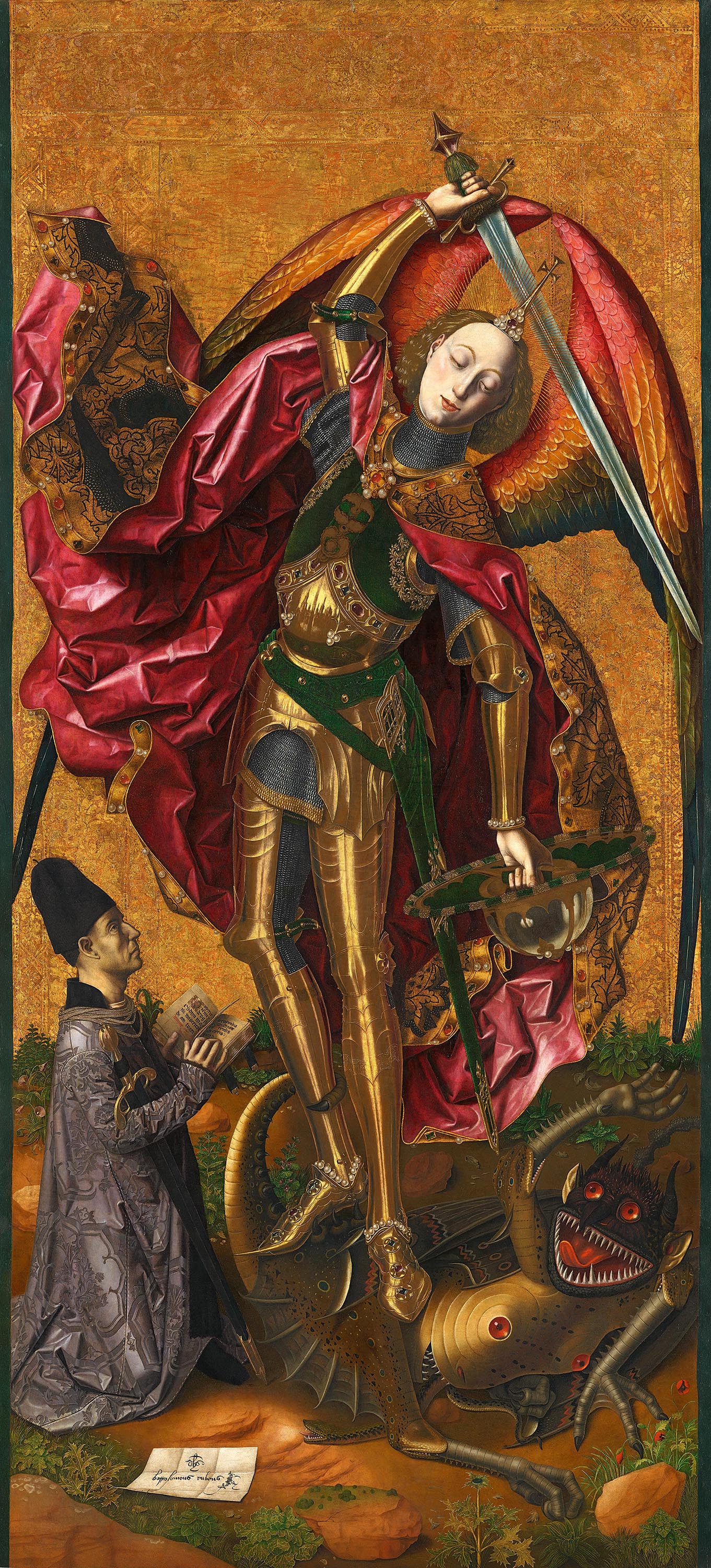 San Michele trionfa sul demonio - Bartolomé Bermejo image 1 tableau peint à l’huile sur toile
