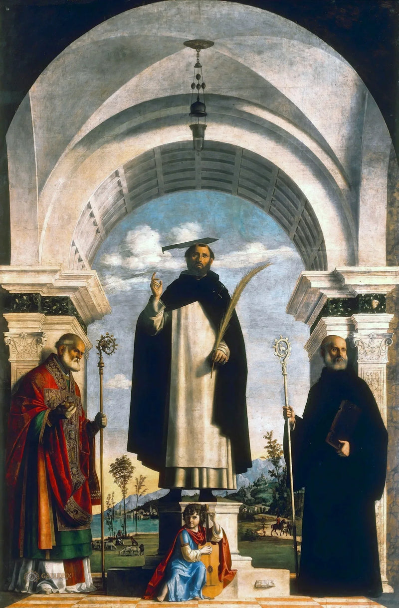 San Pietro Märtyrer zwischen den Heiligen Nikolaus und Benedikt - Cima da Conegliano