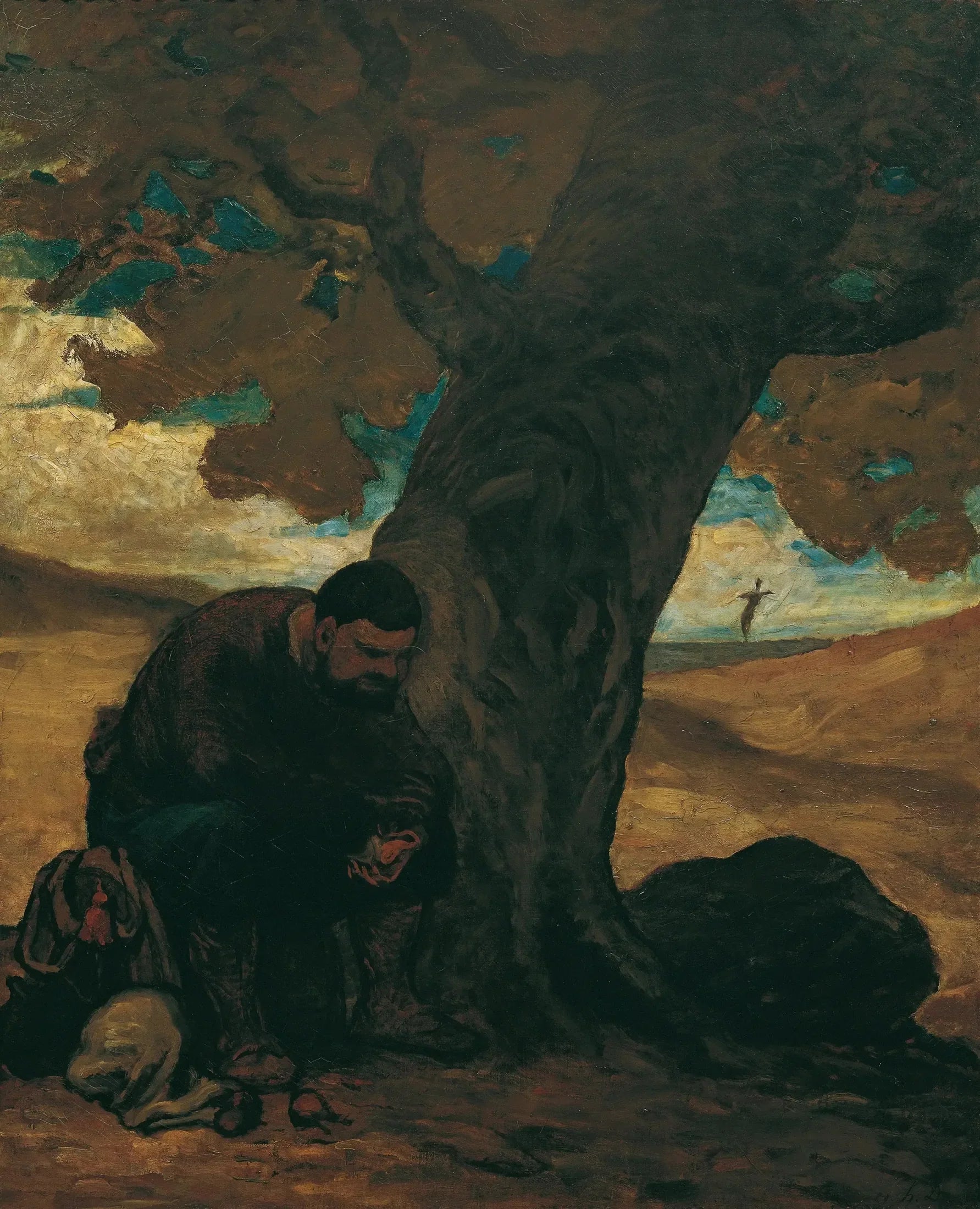 Sancho Pansa, unter einem Baum ausruhend - Honoré Daumier image 1 reproduction réalisée par Alpha Reproduction