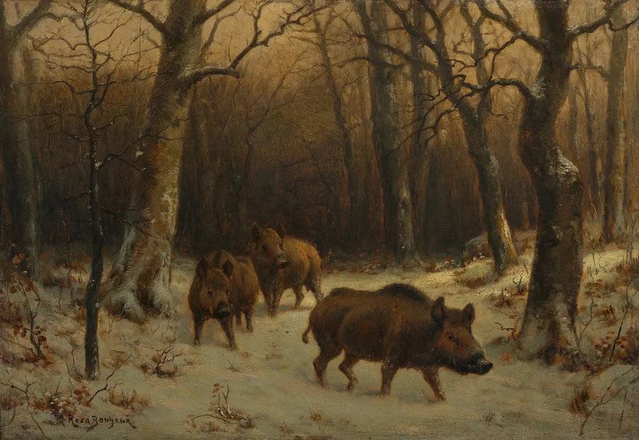 Wildschweine im Schnee - Rosa Bonheur