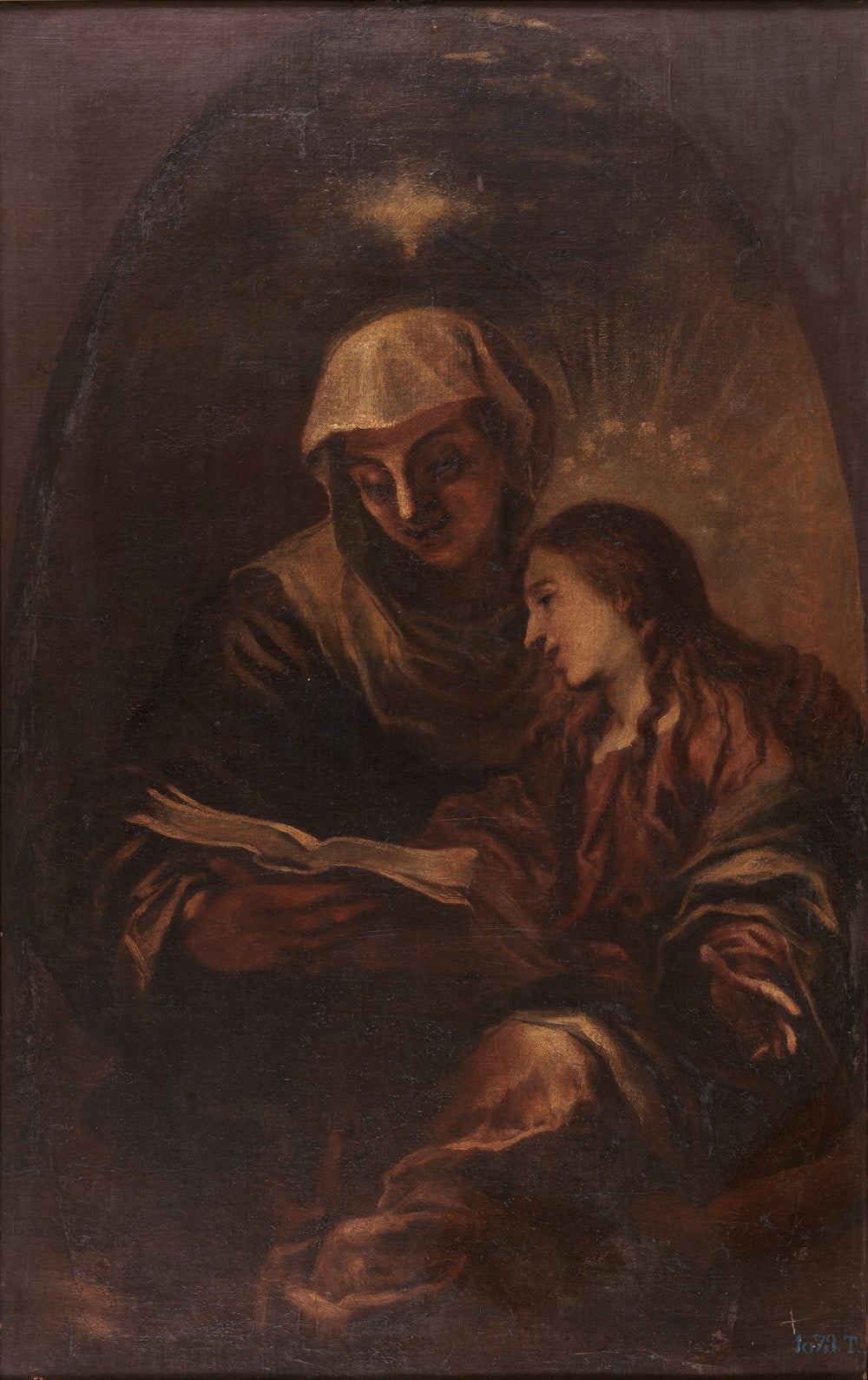 Santa Ana enseñando a leer a la Virgen - Francisco Herrera the younger image 1 reproduction artisanale de tableau