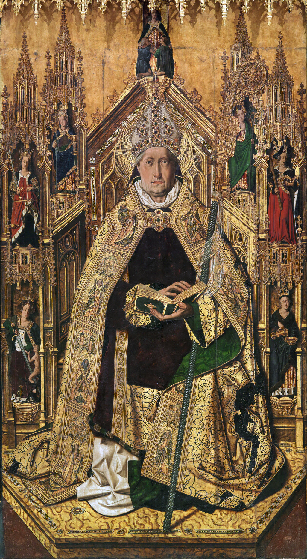 Santo Domingo de Silos entronizado como obispo, de Bartolomé Bermejo (Musée du Prado) - Bartolomé Bermejo image 1 tableau peint à l’huile sur toile