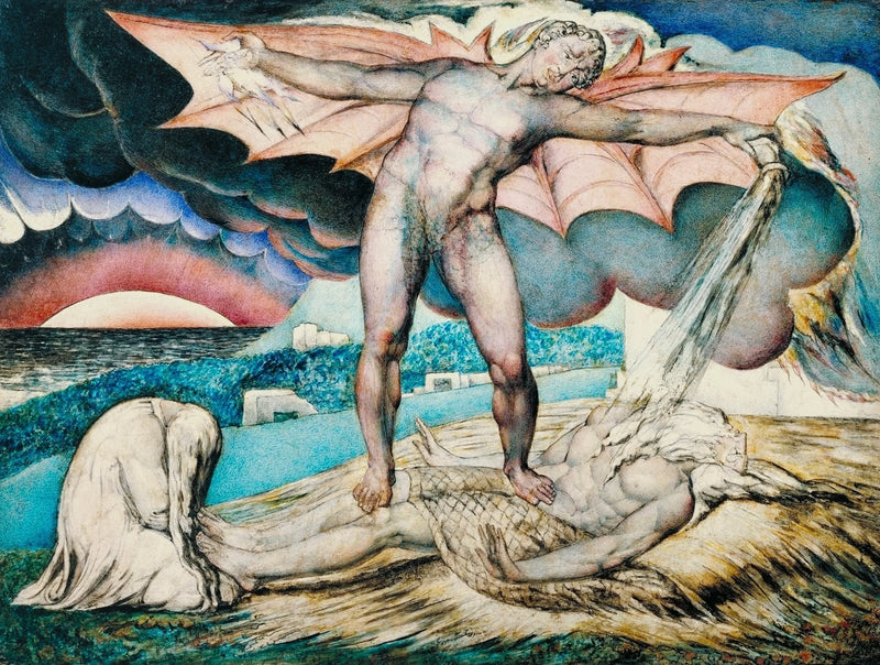 Satan straft Hiob mit schmerzhaften Furunkeln - William Blake