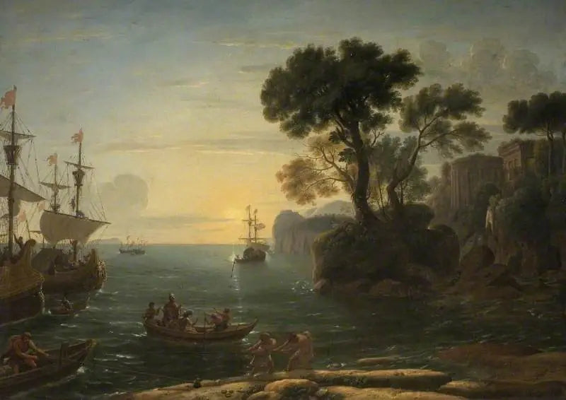 Küstenszene mit dem Landungsakt des Äneas im Latium - Claude Lorrain