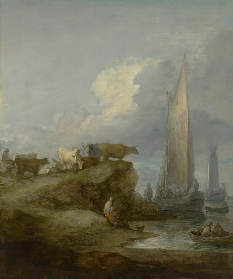 Küstenszene mit Schiffen und Vieh - Thomas Gainsborough