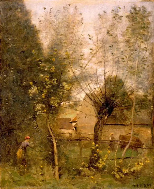 Bauernhofszene - Jean-Baptiste Camille Corot