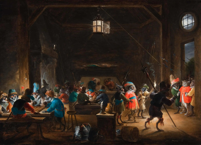 Wachszene mit Affsoldaten - David Teniers der Jüngere
