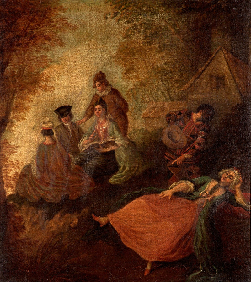 Gartenszene mit Figuren - Antoine Watteau