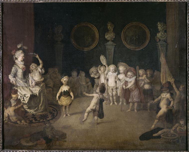 Szene der italienischen Komödie, gespielt von einer Kindertheatergruppe - Antoine Watteau