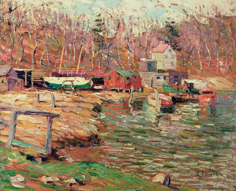 Scène de la rivière Harlem - Ernest Lawson image 1 copie peinte à la main à l’huile
