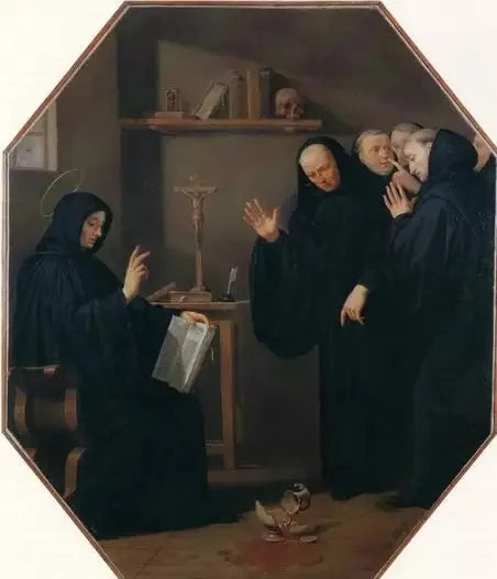 Szene aus dem Leben des heiligen Benedikt. Die Becher des vergifteten Weins - Philippe de Champaigne