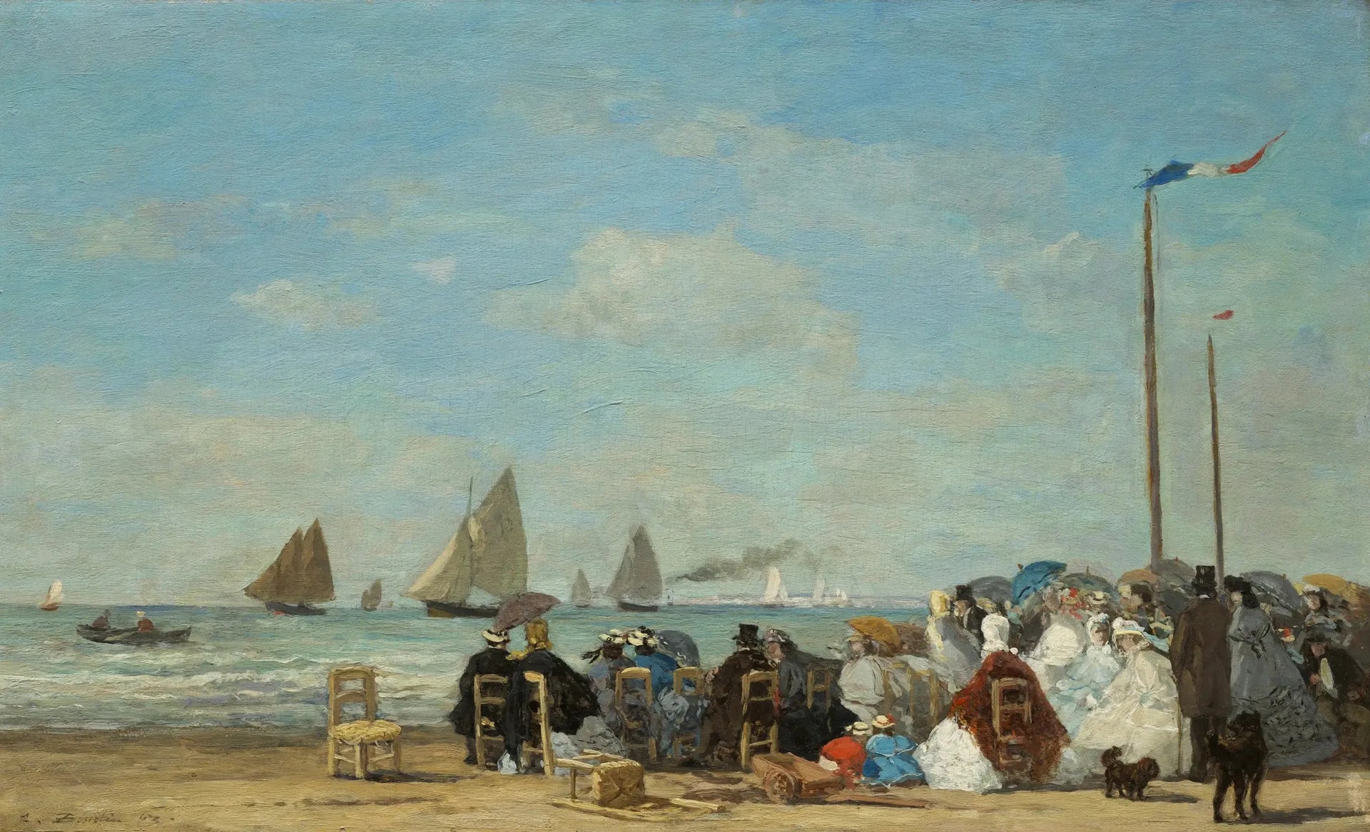 Scène de plage à Trouville - Eugène Boudin image 1 tableau peint à l’huile sur toile