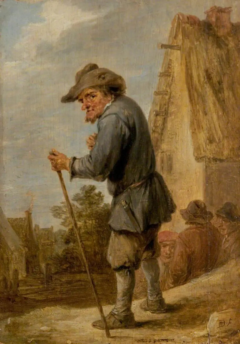 Dorfszene mit vier Bauern - David Teniers der Jüngere