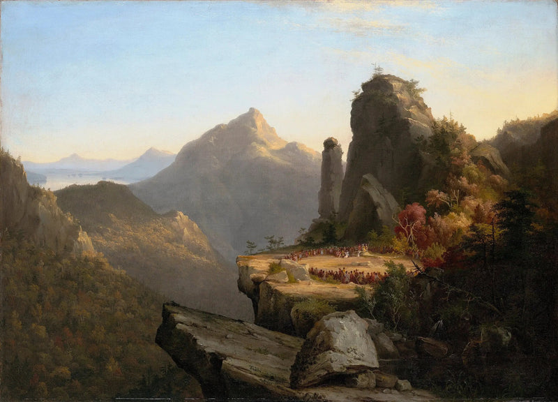Szene aus « Der letzte Mohikaner », Cora kniend zu Füßen von Tamenund - Thomas Cole