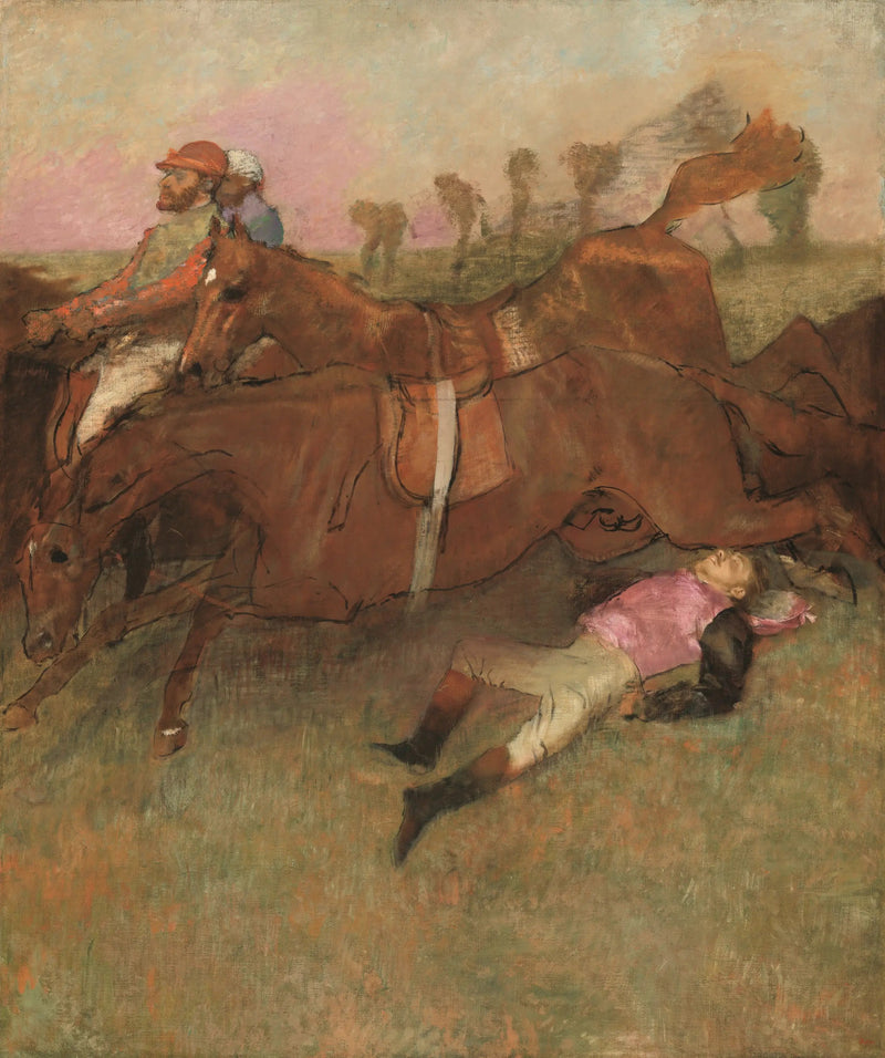 Szenerie des Steeplechase: Der gestürzte Jockey - Edgar Degas