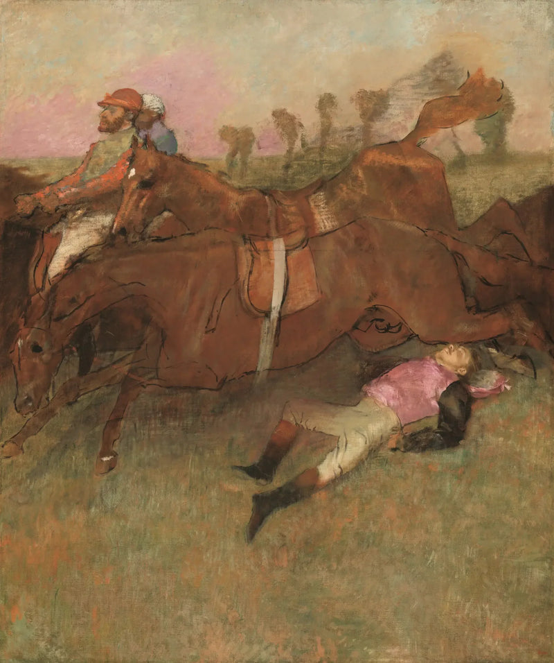Szenerie des Steeplechase: Der gestürzte Jockey - Edgar Degas