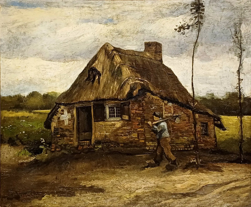 Szene eines Landhauses mit einem Bauern, der nach Hause zurückkehrt - Vincent van Gogh