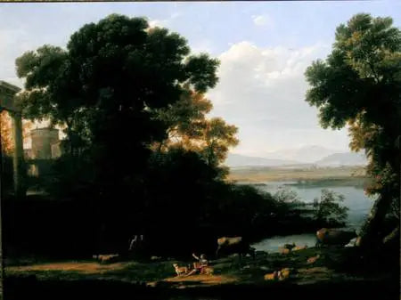 Klassische Flusslandschaft mit Blick auf eine Stadt - Claude Lorrain