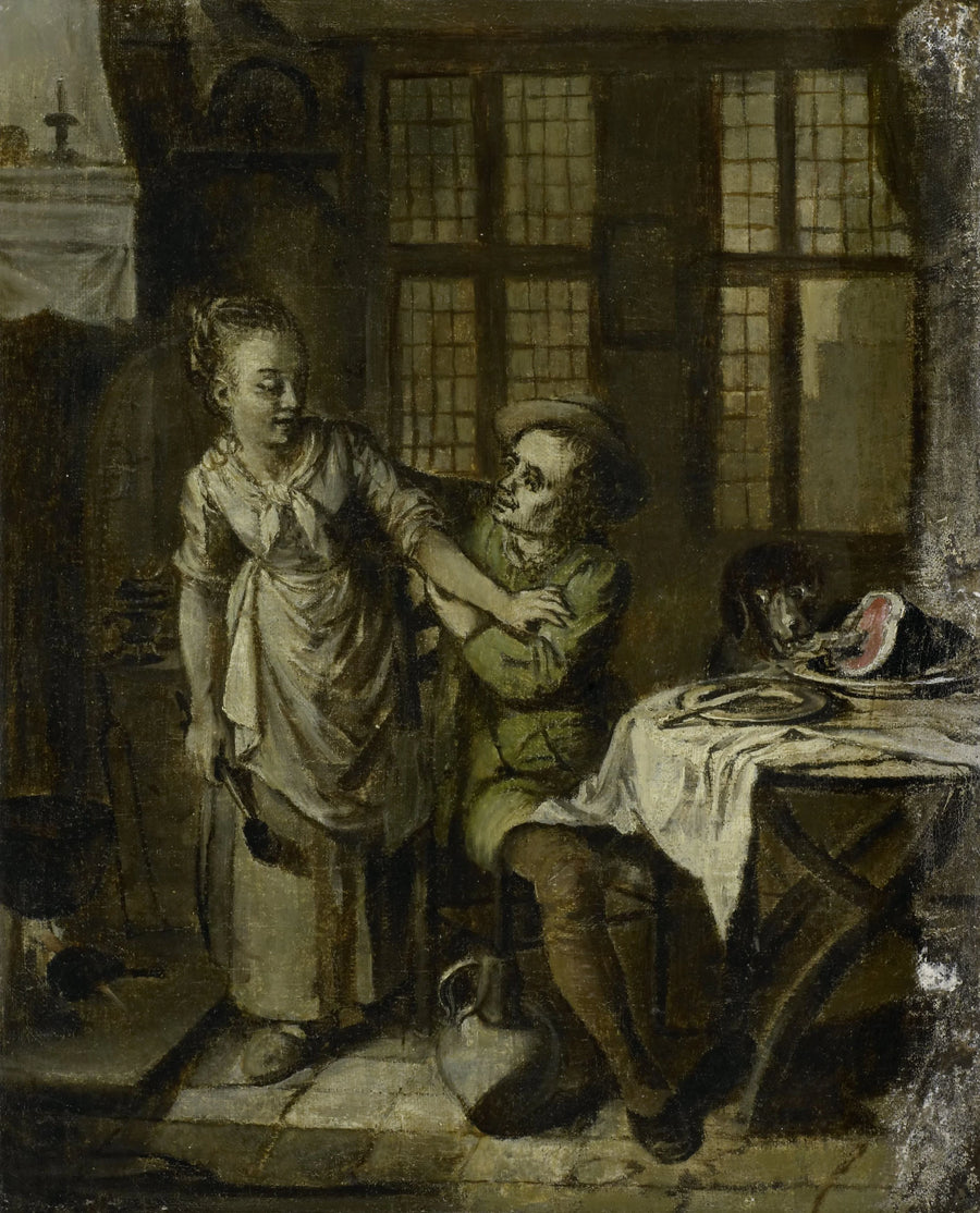 Scène galante dans un intérieur de cuisine - Willem Joseph Laquy