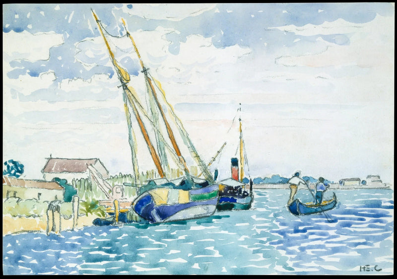 Meereslandschaft (Schiffe bei Venedig) - Henri-Edmond Cross