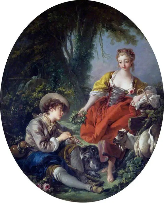 Szenenlandschaft: Hirte mit einer Pfeife und einem Mädchen - François Boucher