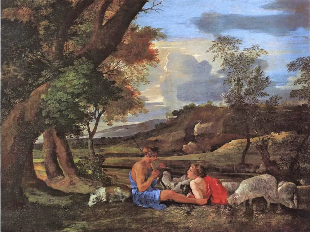 Scène pastorale - Nicolas Poussin image 1 copie peinte à la main à l’huile