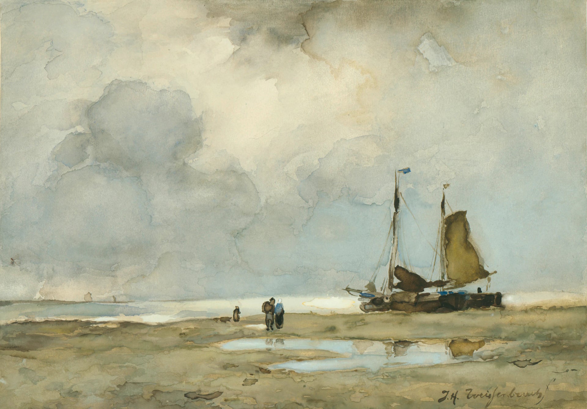 Scène de plage - Johan Hendrik Weissenbruch