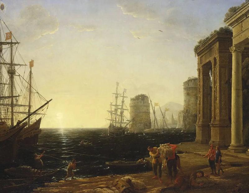 Hafenansicht bei Sonnenuntergang - Claude Lorrain
