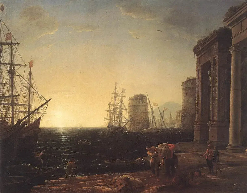 Hafenansicht bei Sonnenuntergang - Claude Lorrain