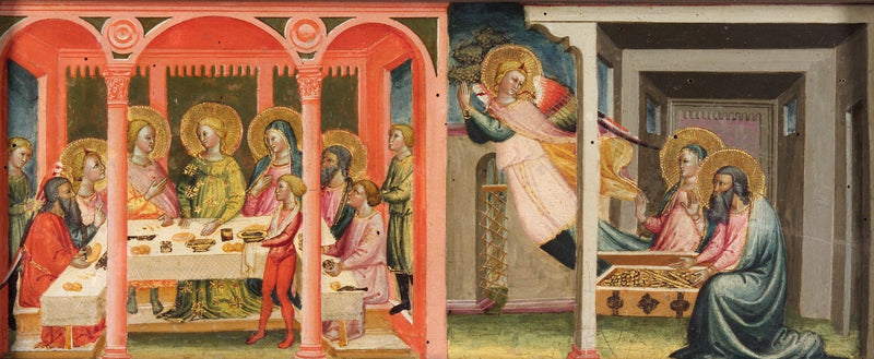 Szenen aus der Geschichte von Tobias (Hochzeit von Tobias und Sara; der Erzengel verlässt Tobit und Anna) - Bicci di Lorenzo